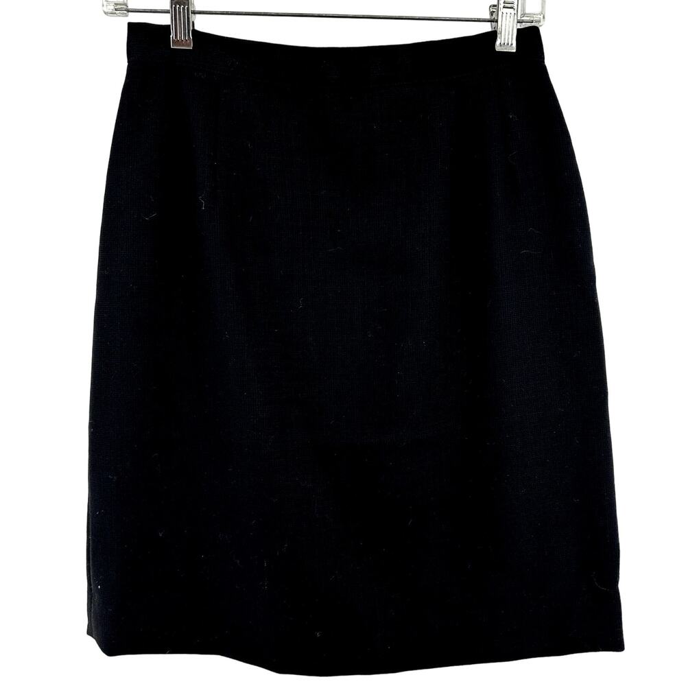 Giorgio Armani 100% Wool Pencil Skirt High Waisted Zip Slit Office Black 6